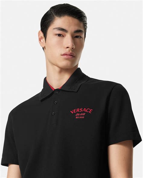 Embroidered Versace Milano Stamp Polo Shirt